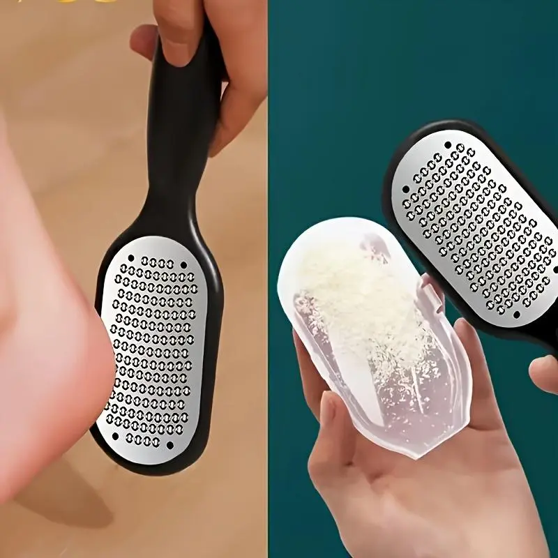Professional Heavy-Duty Stainless Steel Painless Foot File & Remover with Splash Guard & Handle Suitable for Care Cracked Heels