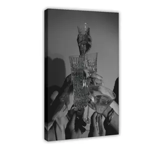 Cheers Print Bar Cart Wall Art Black And White Martini Poster Vintage Bar Print Cocktail Wall Art Alcohol Wall Decor  For Room Decor Aesthetic Wall Decor For Bedroom Office Bar Ornaments Artistic Frame-Style