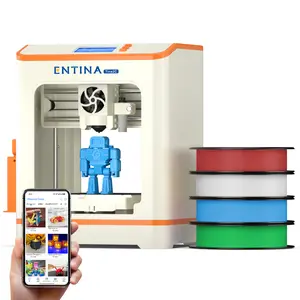 Entina Tina2C Mini 3D Printer for Kids & Beginners – Fully Assembled, Ready in 8 Minutes, App & WiFi Control, 1500+ Models, 20+ DIY Modules, Auto Leveling, High Precision for Home & STEM Learning