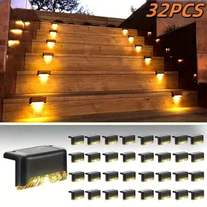 32PCS Solar Pool Side Lights Changing Solar Deck Lights Outdoor LED Step Light Waterproof Pool Accessories Decor for Stairs Fence Yard Driveway Pathway Yard Backyard Garden