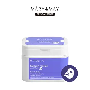 [Mary&May Official] Mary&May Collagen Peptide Vital Mask 30 Sheets - Daily Korean Skincare for Firm Youthful Skin with 6 Peptides & Deep Hydration for Sensitive Skin