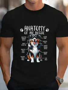 100% Cotton Funny Anatomy Australian Shepherd Dog Lover Aussie Owner T-Shirt Women's Men's Graphic Tee Crew Neck summer vacation Tops