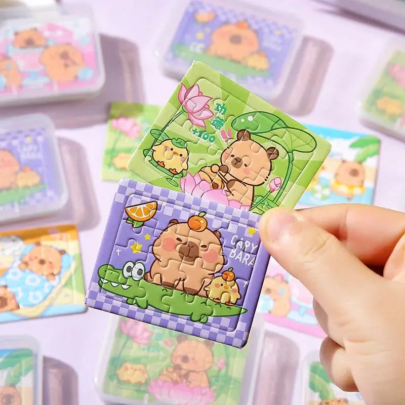 Cute Cartoons Capybara Jigsaw Puzzles (5-100PCS) - 5-Piece Beginner Option, Safe and Environmentally Friendly Easter Preschool Learning Toys, Birthday Gifts for Kids with Fine Motor Skills & Hand-Eye Coordination Development