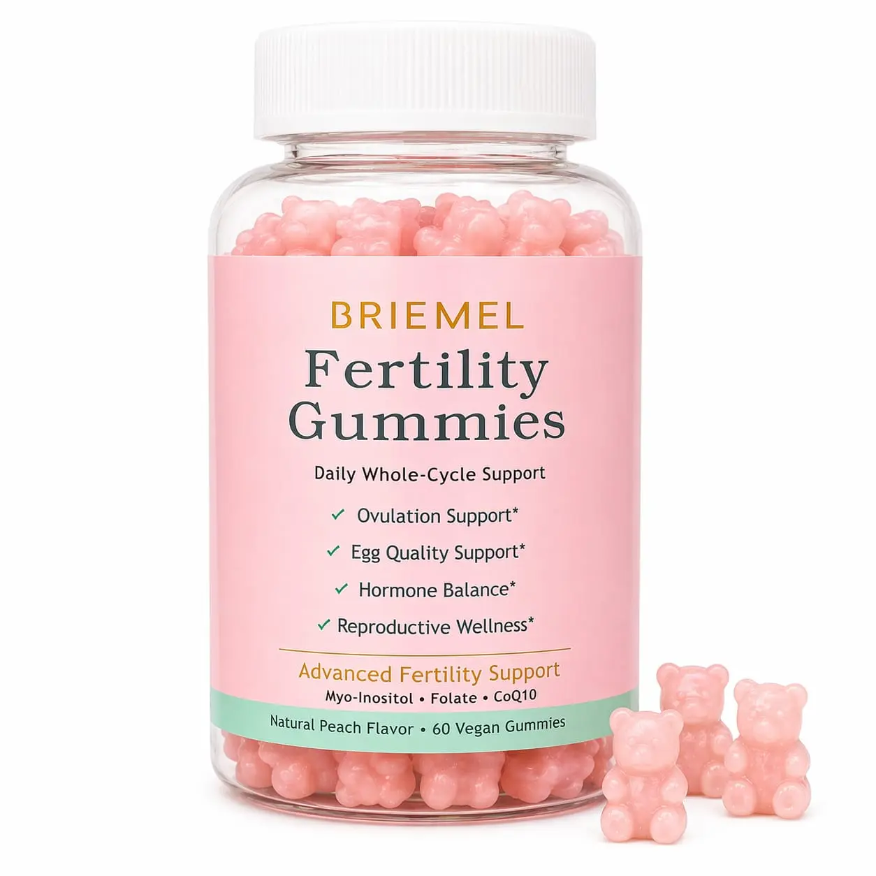 US Natural Vegan-Friendly TTC Support Chewable Gummy Vitamins Supplements for Women's Health Matters, Peachy Flavor, 60 Count, Conception Dietary Wellness Boost