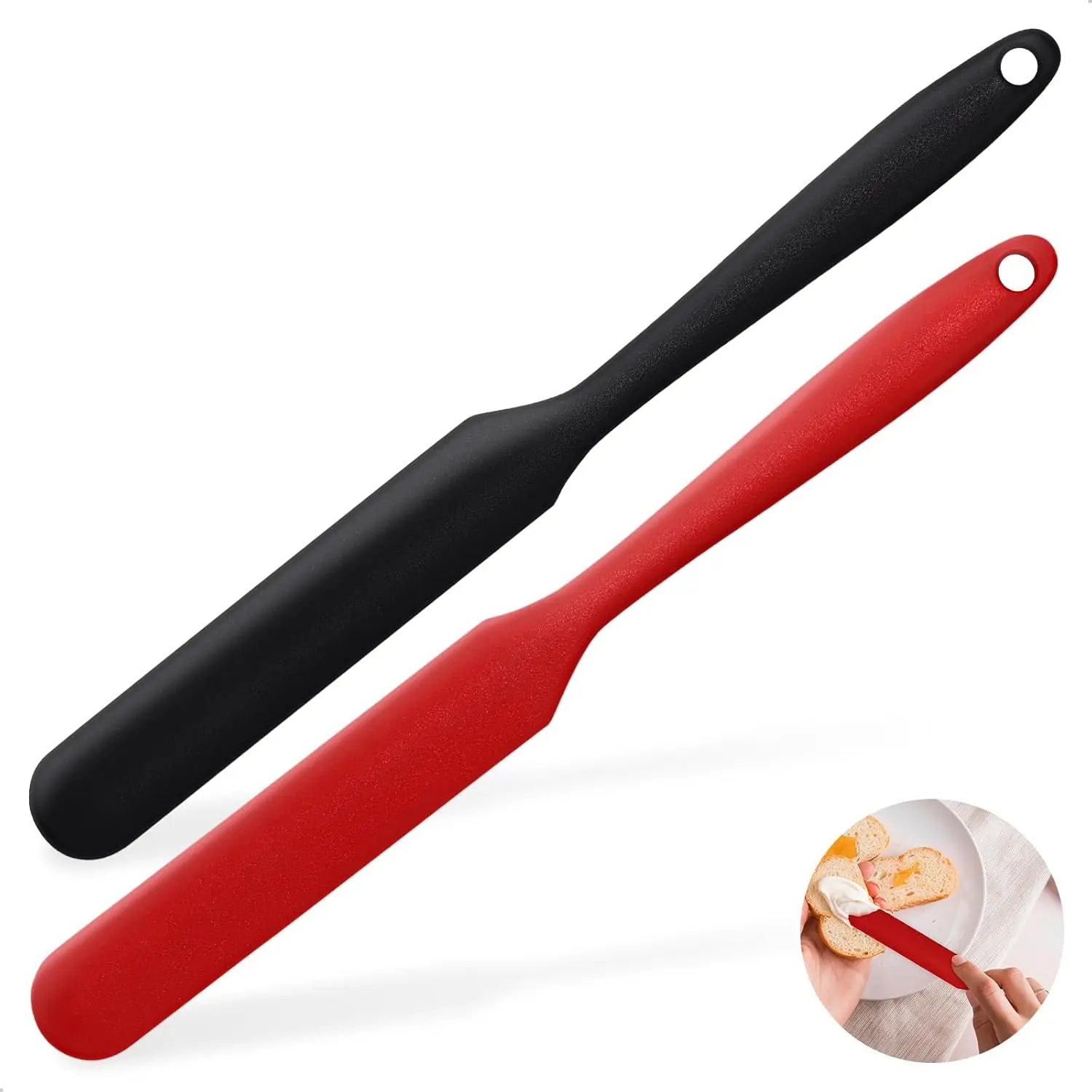 Jar Scraper with Long Handle, Jam Spreader for Peanut Butter, Kitchen Spatula for Baking and Cake Icing, Small  Spatula, 2 count