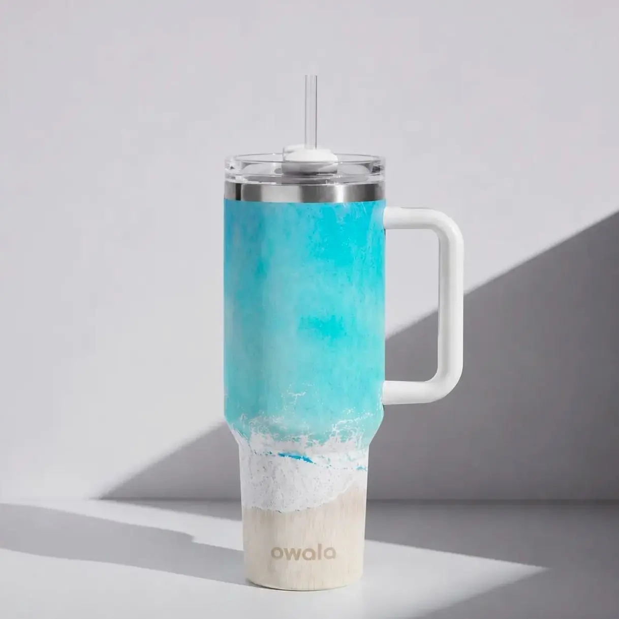[Limited Edition 2026] Owala 40oz High Tide Insulated Tumbler with Handle – Leakproof Stainless Steel Travel Mug with Straw Lid for Gym, Car & Daily Hydration