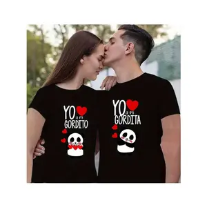 'I Love You' Graphic Print Couples Matching T-Shirts - Soft Cotton, Casual Round Neck Tees for Newlyweds & Lovers - Fun Skeleton & Heart Design - Perfect for Valentine's Day & Christmas Gifts