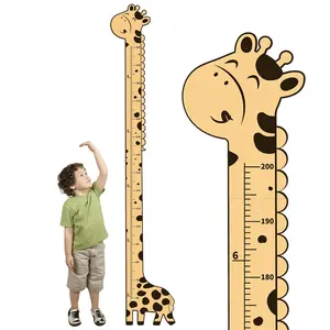 Wooden Growth Chart for Kids, Brown Giraffe Height Measuring Board for Boys Girls, Wall Art Decor for Child's Room and Nursery