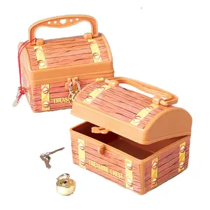 US Toy Company MU130 Metal Piggy Bank Treasure Chests, Home Decor Set