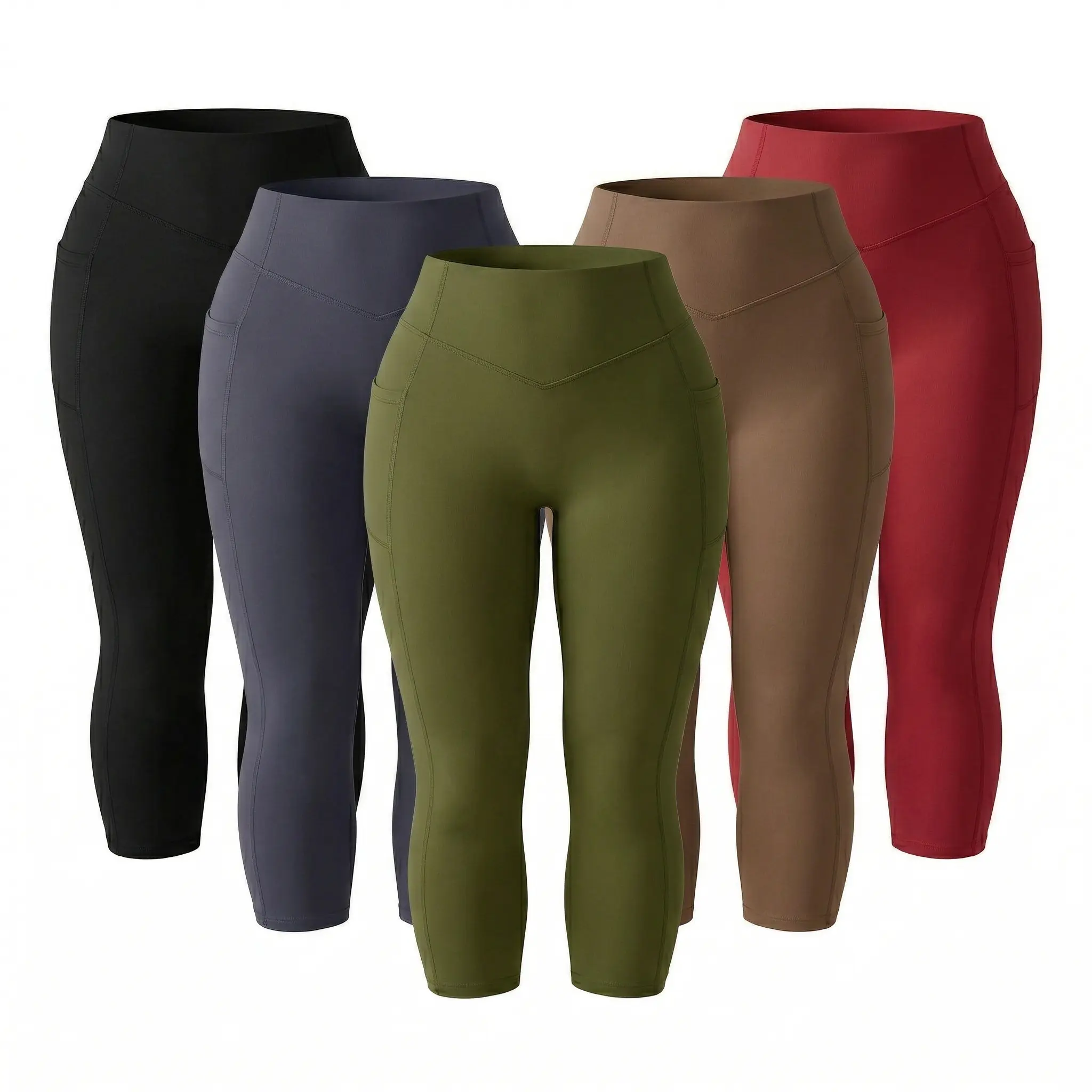 Women's High Waist Curvy Leggings, Athleisure Bottoms with Pockets, High Elastic Activewear, Breathable Stretchy Non-See-Through, Women's Fitness Athletic Fitted Workout Pants, Womens Fitness