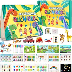 Dinosaur Theme Montessori Busy Book, 1 Set Preschool Learning Activity Book, Educational Supplies for Boys & Girls, Birthday Gift