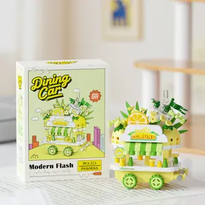 9-Piece Street Scene Mini Shop & Food Cart Building Blocks Set, DIY Kits, Abs Material, Perfect Gift for Home Decor, Birthday, Holiday, Party, Stem Construction Set