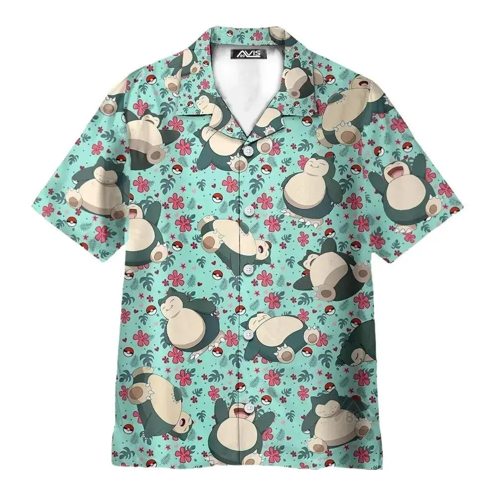 Snorlax Normal Type Of PoMo Hawaiian Shirt, Tropical Button up Shirt, Snorlax Shirt Gifts, Aloha Summer Hawaiian Shirt