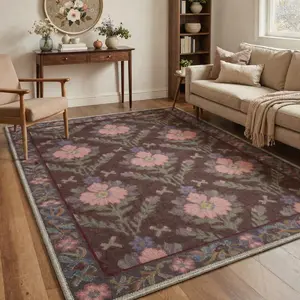 【Deals For You Days】GENIMO Machine Washable Area Rug Non Slip Floor Carpet Pet Friendly Soft Rug for Living Room Bedroom Kitchen Hallway Home Indoor Floor Covering,ARF1968-BLOOM
