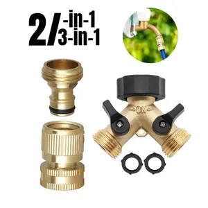 2-in-1/3-in-1 Hose Faucet Connector Set, Nozzle Adapter, Outdoor Car Wash Accessories, Two-way Ball Valve, Double-way Ball Valve, Split Hose Fitting