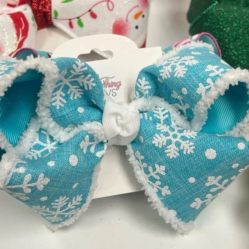 Large Boutique Quality Ribbon Handcrafted Christmas Bow on Alligator Clip for Festive Hair Accessories