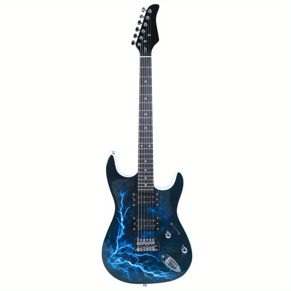 Lightning Style Electric Guitar - Basswood Construction, Standard Tone, Durable US Power Mode, Power Cord, Adjustable Strap, Carry Bag, Guitar Picks, Musical Instrument Accessory, Father's Day Gift, Guitar Pick