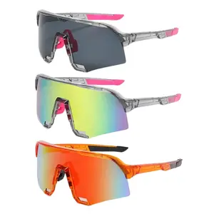 3 Pack Shield Wrap Around Sunglasses for Men Women - Trendy Colorful Mirror Lens Transparent Frame UV400 Protection, Lightweight Sport Sun Glasses for Cycling Running Driving Beach & Outdoor Adventures