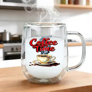 1PC Insulated Double-Walled High Borosilicate Reusable Glass Cup with Handle,large Capacity Clear Coffee Mug for Hot & Cold Beverages Drinks for Men Women,Perfect Birthday Gift,Travel-Friendly, kitchen Bar Settings,Home Office Water Cup