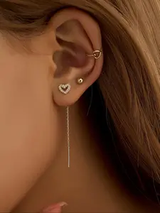Heart Design Earrings Set, Earring Stacking Set, Fashionable Earrings for Women & Girls, Casual Jewelry for Party, Daily Clothing Decor, Trendy All-match & Exquisite Jewelry for Birthday Gift, Dainty Fashion Jewelry, Fashionable Jewelry Accessories