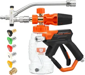 RIDGE WASHER Pressure Washer Foam Cannon with Dual Connector Accessory, Double Tip Attachment for Foam Blaster, Stainless Steel Car Wash Foam Spray Lance, 1/4" Quick Connect, 4000 PSI