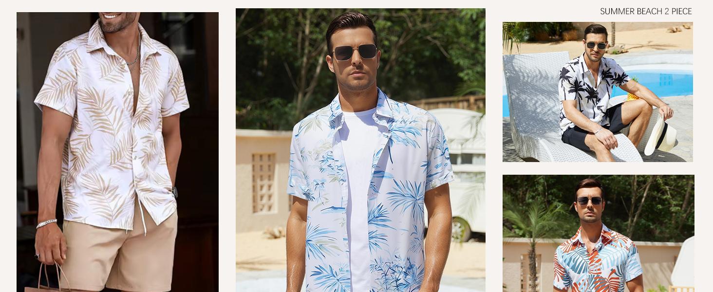 Gihuo Men's Tropical Print 2-Piece Set Short Sleeve Button Down Hawaiian Beach Shirt & Shorts Breathable Casual Summer Tracksuit Gift Clothes Menswear Elastic Loose Outfit Stylish Sunglasses Top Gihuo Men's Tropical Print 2-Piece Set Short Sleeve Button Down Hawaiian Beach Shirt & Shorts Breathable Casual Summer Tracksuit Gift Clothes Menswear Elastic Loose Outfit Stylish Sunglasses Top