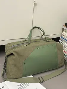 Large capacity tote bag, pure color tote bag, hardware zipper, versatile, fashionable, casual, simple, suitable for college students, school, business travel, fitness, camping, men's and women's tote bags, Canvas bag