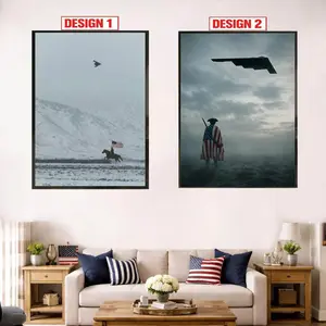 [ No Frame ] American Flag Cowboy On Horse Wall Art., Freedom B2 Poster, Vintage Patriotic Western Print, Home Decor Made In USA