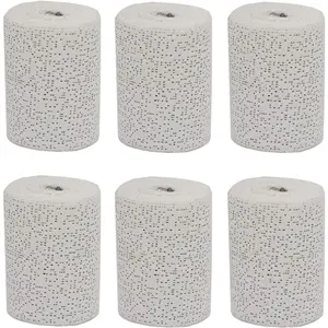 6 Pack White Plaster Cloth Gauze Bandages Rolls for Art Project, Belly Cast, Mask Making, Sculptures, Body Casts, Craft Projects, Scenery Construction - Each Roll 4 inch x 15 feet (Total 90ft Long)