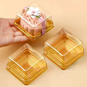 Mini Square Dessert Cake Box Container, Transparent Food Cup Baking Packaging Box, Plastic Gift Box for Wedding, Birthday, Party Supplies, Christmas, Halloween, Bakeware