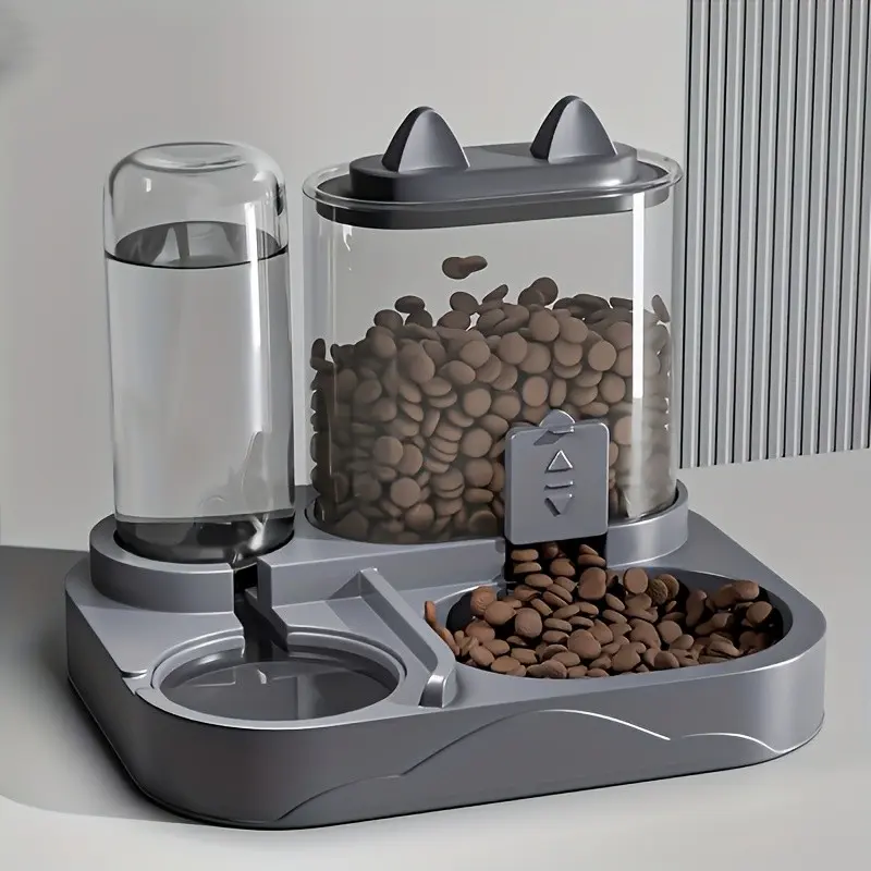 Automatic Pet Feeder Dry Wet Separation, 2-In-1 Large Capacity Water & Food Dispenser, Transparent Plastic, No Battery Needed, Cat Dog, Food Feeders