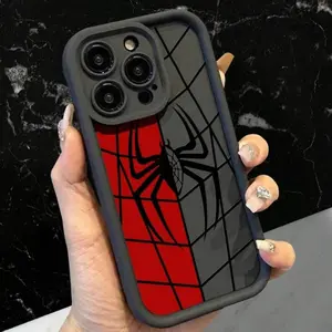 Spider Pattern Phone Case, Full Coverage Lens Phone Protective Cover, Phone Accessories Compatible with iPhone 16 15 14 13 12 11 Plus/Pro/Pro Max