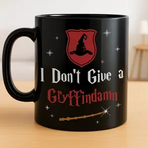 Gift - Funny Wizard House 11oz Ceramic Mug  – I Don’t Give Ravencrap, Hufflefck, Gryffindmn, Slythersht – Sarcastic Fan Gifts for Magical Rebels