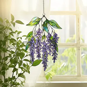 2026 Spring Wisteria Flower Sun Catcher - Stained Glass Style Hangable Ornaments, High-Transparency Acrylic Window Hanging, Whimsical Room Decor, Flowers Wall Decor for Mother's Day Gifting