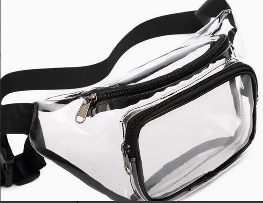 Clear USB Tote Bag PVC Zipper Stadium Approved Shoulder Handbag Purse Chest LAVA