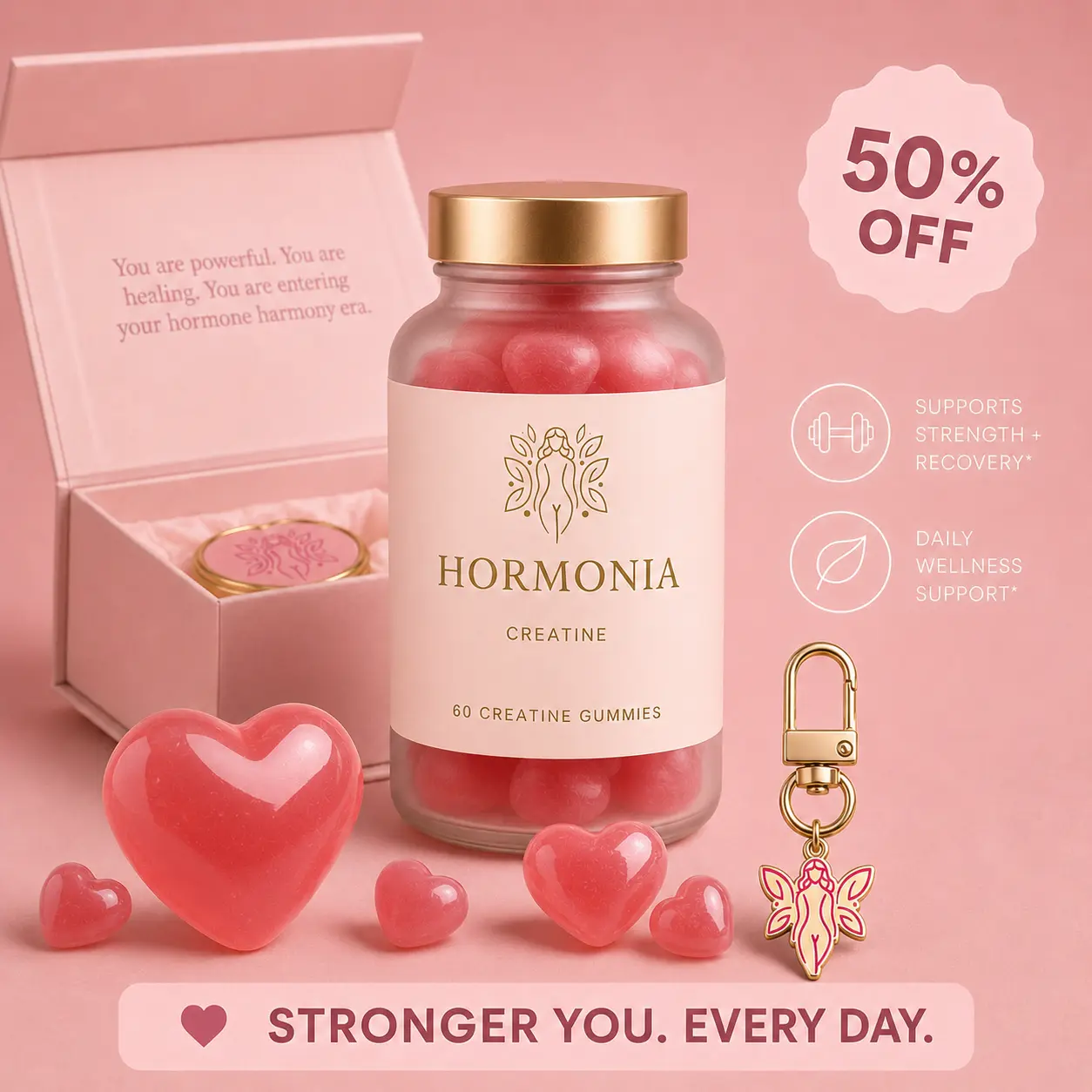 Hormonia Creatine Gummies for Women - Creatine Monohydrate Gummies with Electrolytes & Magnesium