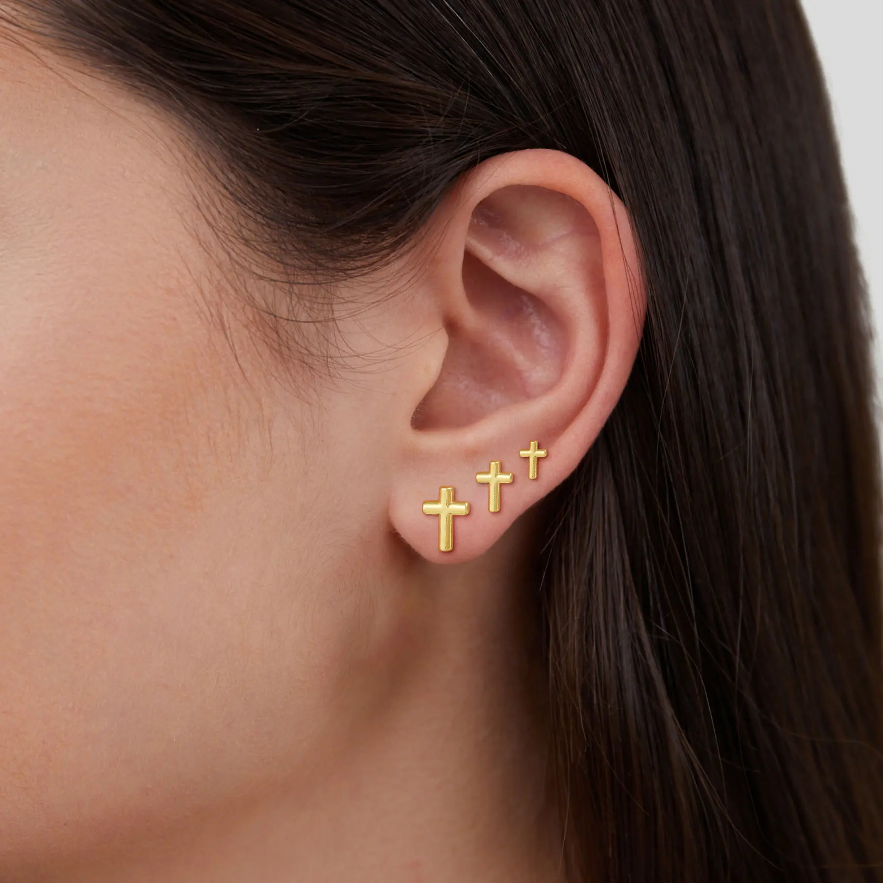 Tewiky 14K Gold Plated 3 Pairs Cross Earring for Women Trendy Hypoallergenic Dangle Cartilage Huggie Earring For Easter Valentine's Day gifts