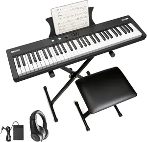 【Christmas Gift】61 Key MK4 Keyboard Piano For Beginners-Portable Electronic Piano With Speakers-Stand-Bench-Headphones-Tablet Stand