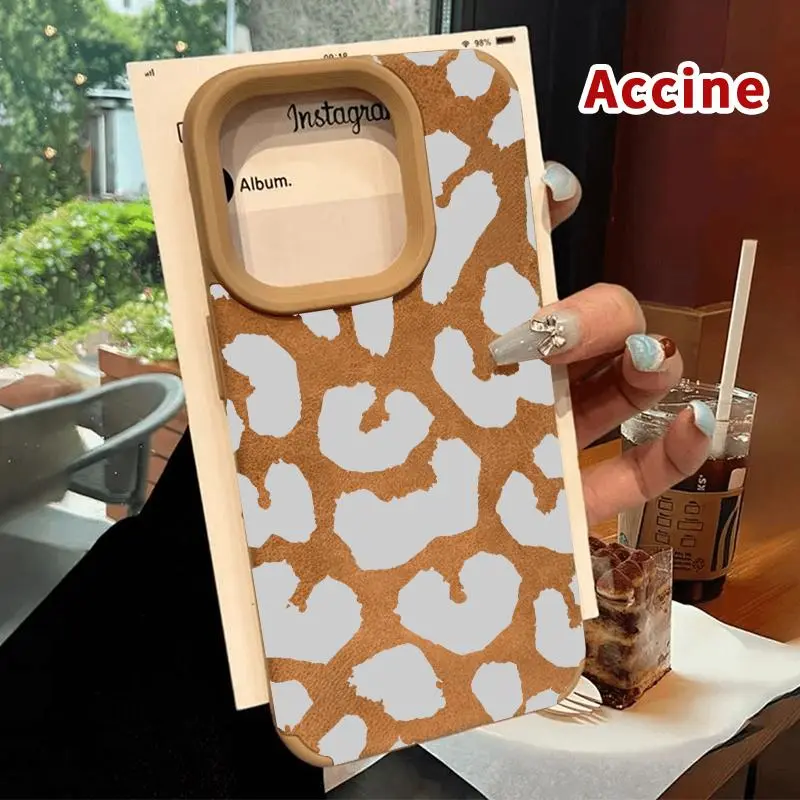 Lambskin Faux Leather Smartphone Case, Soft Matte Luxury Leopard-Print Casing for iPhone 16 15 14 Pro Max 13 12 11 XR XS Plus, Shockproof Drop Protection for Handheld Cellphone Devices, Rugged Durable Silicone Cover