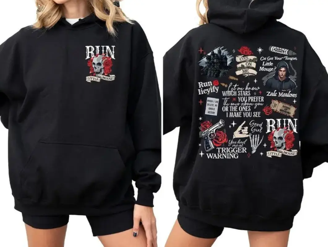 Run Little Mouse Shirt - Sweatshirt - Hoodie, Haunting Adeline, Cat And Mouse, Dark Romance, Book Lover Gifts Everyday Cotton Classic Cotton Womenswear
