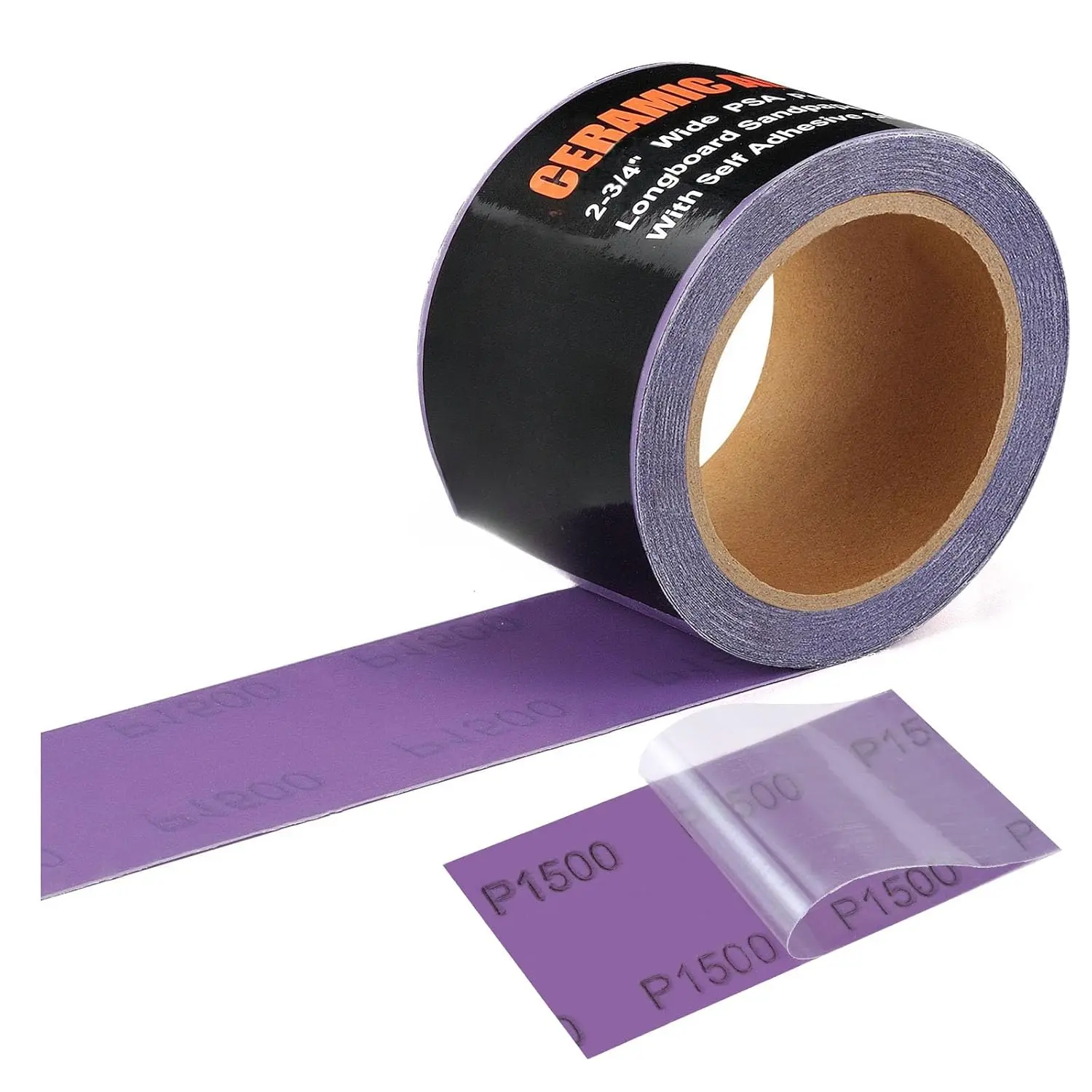 1500 Grit PSA Purple Film Ceramic Grain Sandpaper Roll-Sheet, 2-3/4 inches Wide, 20 yd Length Self-Adhesive Stickyback, for Metal, Wood, Drywall Sanding, DIY Users & Hand Sanding Blocks