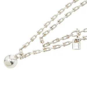 Pre-owned Tiffany & Co. Sterling Silver 925 (Ag925) Small Leather Goods Hardware Small Wrap Silver Long Necklace