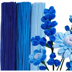 300 count Blue Color Trio Pipe Cleaner Bulk,Thick  Chenille Stems for Arts & Crafts,3 Different Tone Blue,Suitable for Making ,DIY Floral Arrangements, Decor (11.8 x 0.23 in)