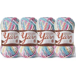 4 Pack Fluffy Velvet Yarn for Crocheting，Baby Blanket Yarn for Crocheting Soft，200g(262.4yds) Amigurumi Yarns，Plush Chenille Crochet Yarns，Puzzle Yarn for Crochet Weaving Craft(4 Candy Color)