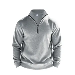 Men's Solid Half Zip Sweatshirt, Casual Regular Fit Long Sleeve Quarter Zip Pullover for Spring & Summer, Fashion Men's Top for Daily Wear, Hoodie, Classic Sweatshirt, Casual Sports Style, Athletic Hoodies