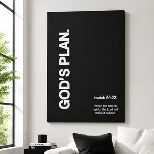 God's Plan Isaiah 60:22 Scripture – Black & White Religious Wall Art, Inspirational Home Office Decor, Christian Gift