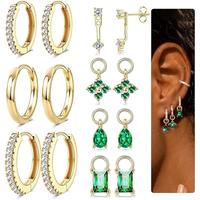 Gold Plated :Green CZ Hoop