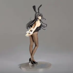 High quality figurine,Black Silk Rabbit Ears Bunny Girl Figure 26cm Height Collectible Gift for Friends High Quality Solid Material Dynamic Pose Perfect for Home Decor Articulating Figurines