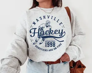 Vintage Nashville Predator Crewneck Sweatshirt T-shirt Nashville Est 1998 Predators Sweater Retro Nashville Ice Hockey Predator Tshirt