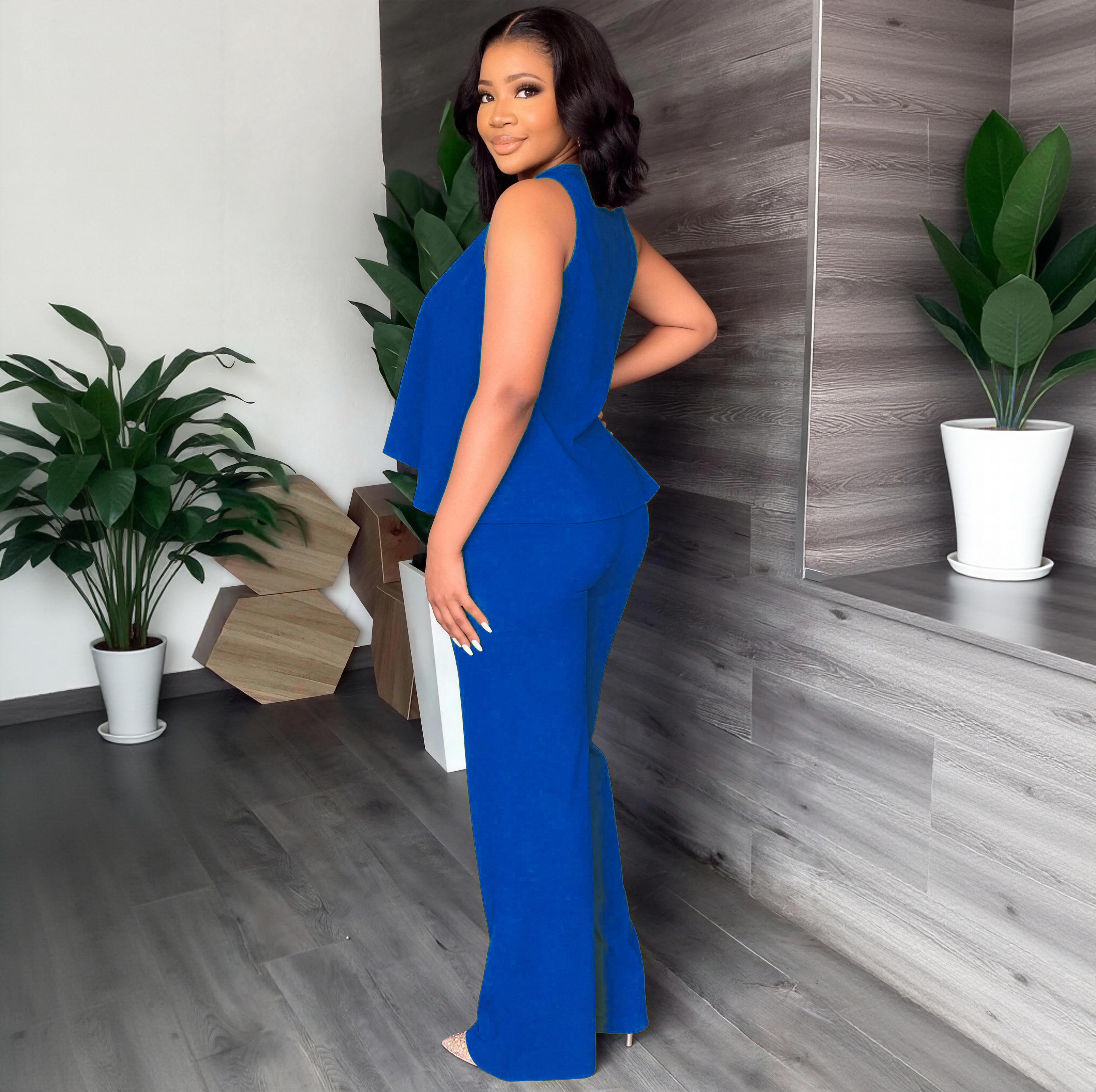 Women's New Spring-Summer Set: Lightweight Flowy Halter Two-Piece with High-Waisted Wide Leg Pants – Comfortable, Stylish, and Perfect for Every Casual to Dressy Occasion This Season